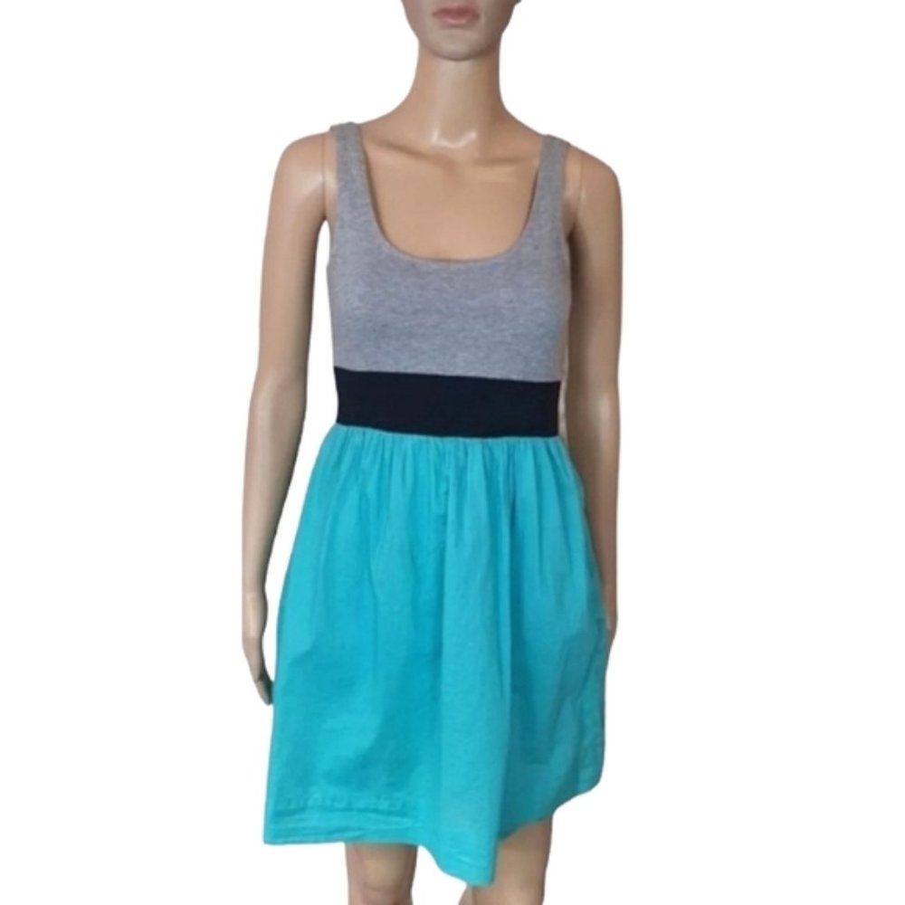 Dress Fit and flare Sze 8 Cami pleated green grey